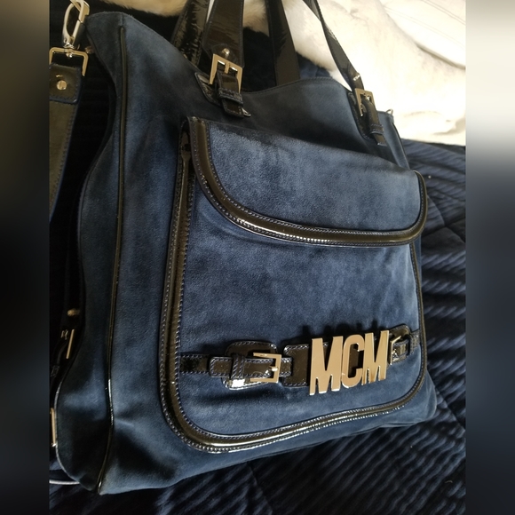 Rare MCM super blue suede 2 way bag - Picture 4 of 16